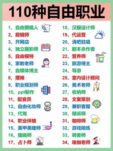 ​只工作不上班的110个自由职业大全！
