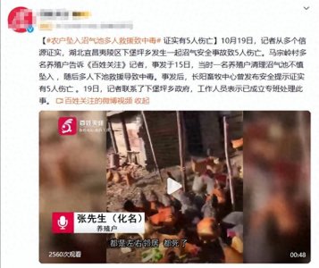 ​湖北宜昌沼气池致严重伤亡事故，知情人：1人掉落后4人施救均遇难